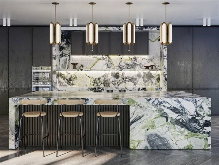 White Beauty Marble kitchen countertop and table