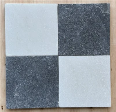 Teils Llawr Tumbled Marble Checkered